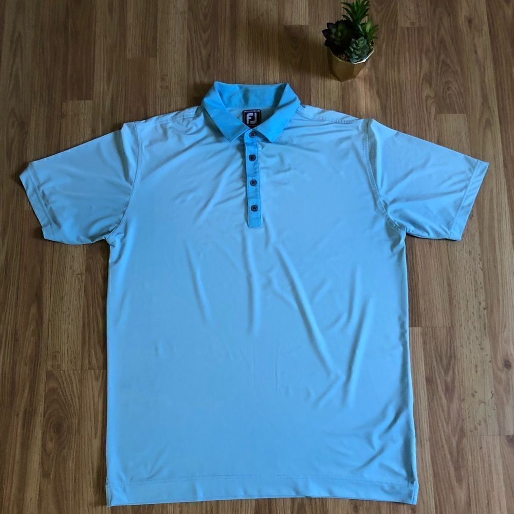 FootJoy Golf Polo Shirt Ice Blue Short Sleeve